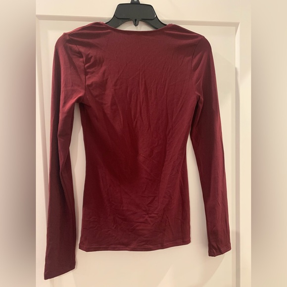 Red lace up front long sleeve top. Size small. - Picture 7 of 8